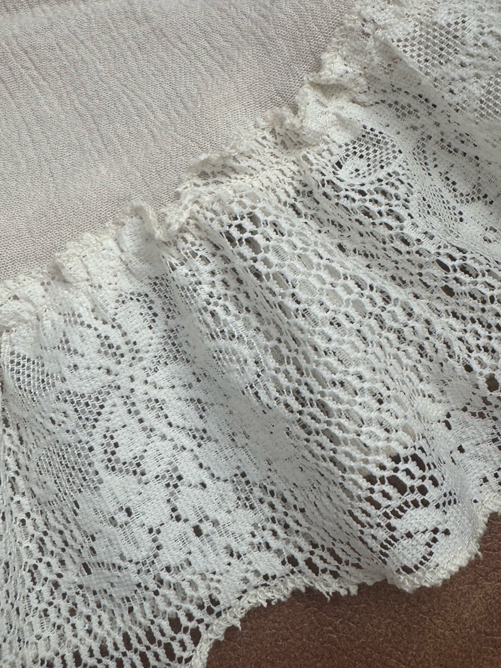 POL Boho Gauze Drawstring Lace Trim Shorts Leaf Lace Hem Lightweight Flowy Sz S - Picture 12 of 15